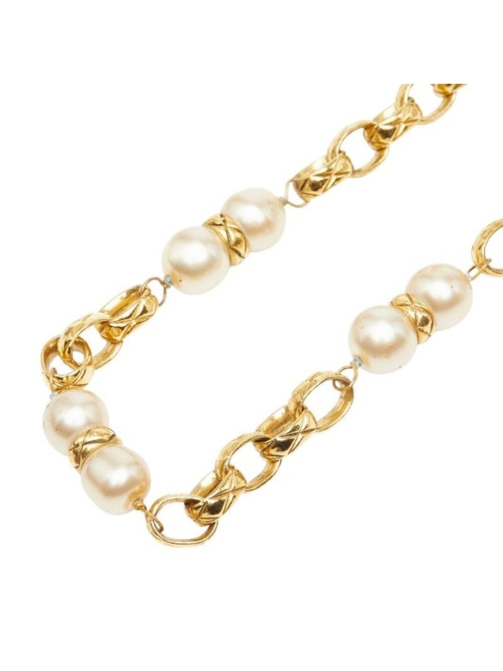 Chanel Chain Necklace Gold Faux Pearl Plated - Picture 2 of 7